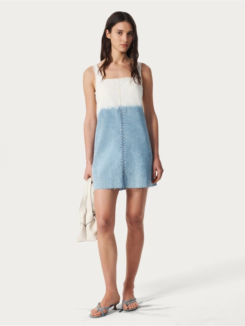 rag & bone White and Light Blue Sleeveless Shift Mini Dress